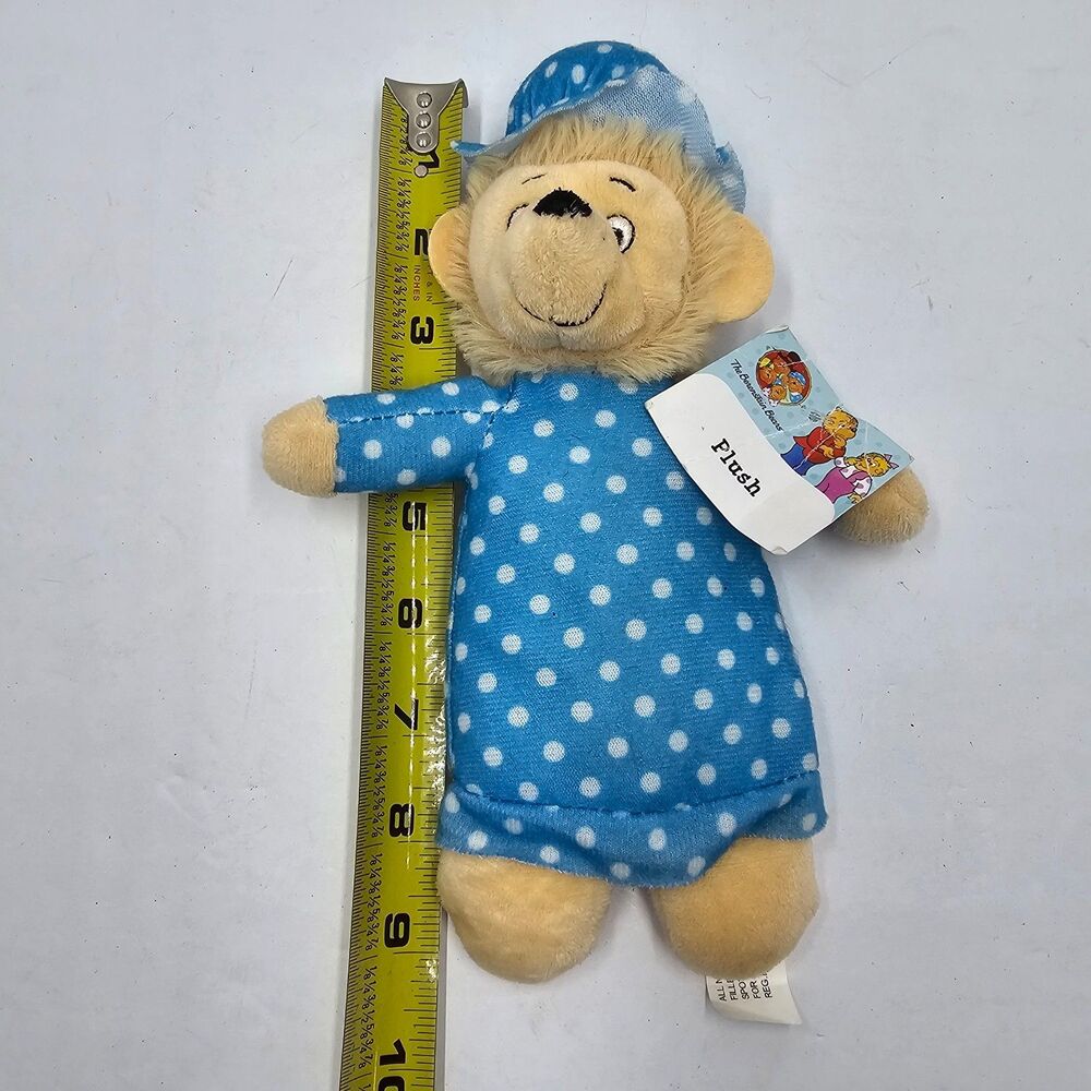 Berenstain Bears Sister Bear Plush Blue Polka Dot Nightgown Nightcap NWT Tag 9" - Picture 8 of 9